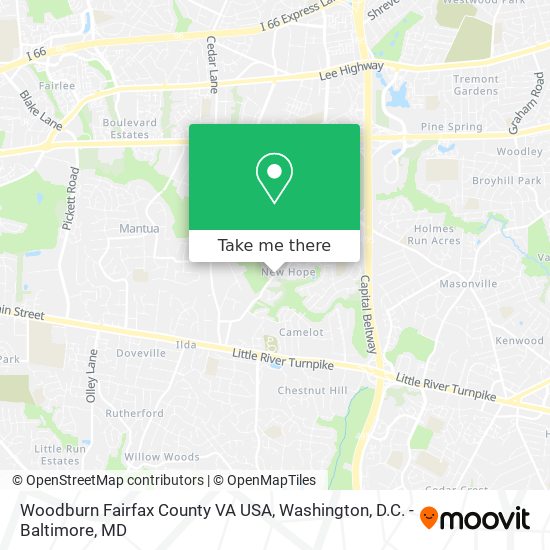 Woodburn Fairfax County VA USA map