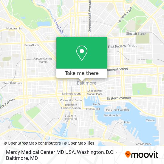 Mapa de Mercy Medical Center MD USA