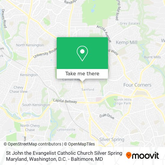 Mapa de St John the Evangelist Catholic Church Silver Spring Maryland