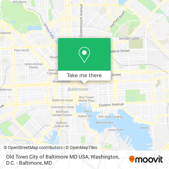 Mapa de Old Town City of Baltimore MD USA