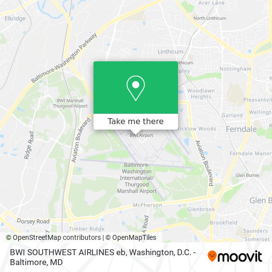 Mapa de BWI SOUTHWEST AIRLINES eb