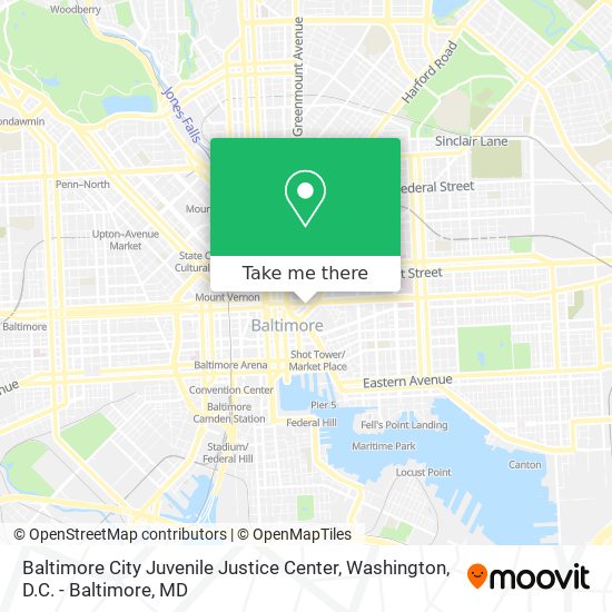 Baltimore City Juvenile Justice Center map