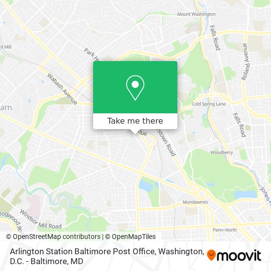 Arlington Station Baltimore Post Office map