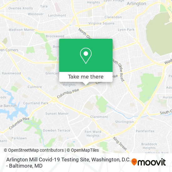 Arlington Mill Covid-19 Testing Site map