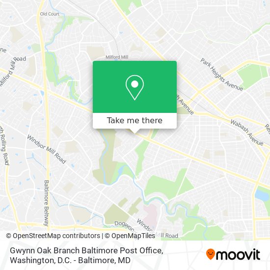 Gwynn Oak Branch Baltimore Post Office map