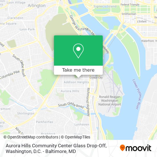 Aurora Hills Community Center Glass Drop-Off map