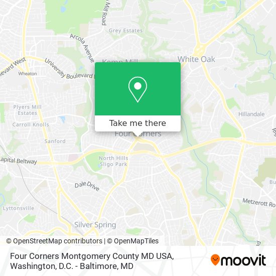 Four Corners Montgomery County MD USA map