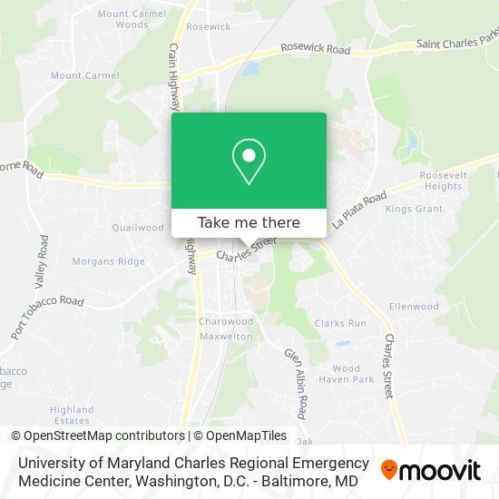 University of Maryland Charles Regional Emergency Medicine Center map