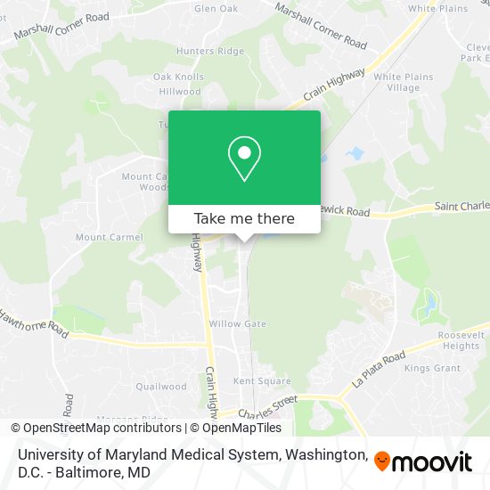 University of Maryland Medical System map