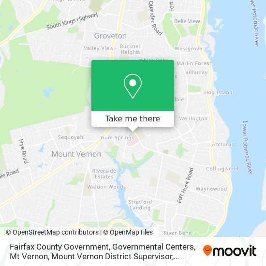 Mapa de Fairfax County Government, Governmental Centers, Mt Vernon, Mount Vernon District Supervisor