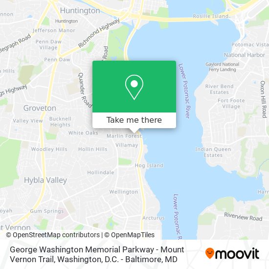 George Washington Memorial Parkway - Mount Vernon Trail map