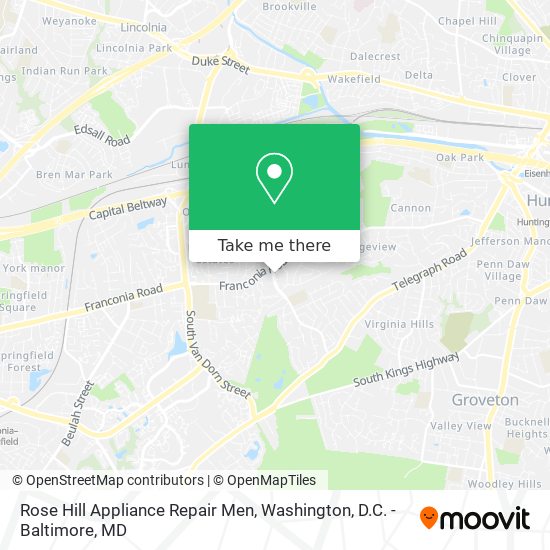 Rose Hill Appliance Repair Men map