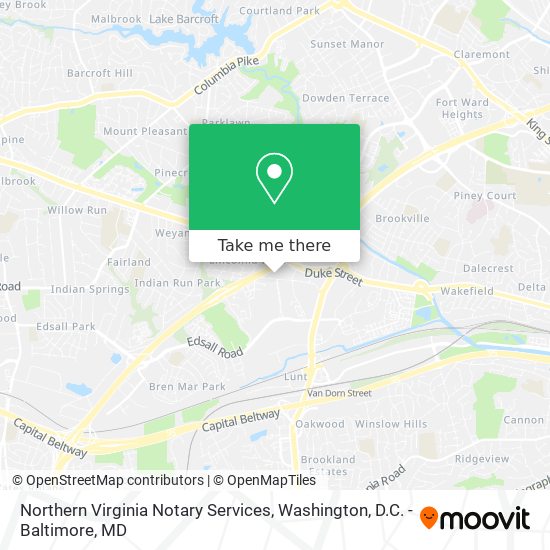 Mapa de Northern Virginia Notary Services