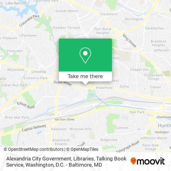 Alexandria City Government, Libraries, Talking Book Service map