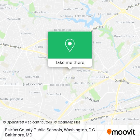 Mapa de Fairfax County Public Schools