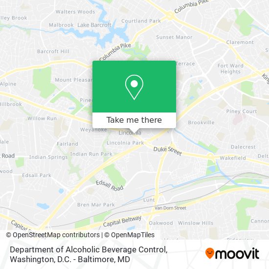 Department of Alcoholic Beverage Control map