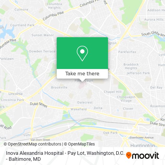 Inova Alexandria Hospital - Pay Lot map