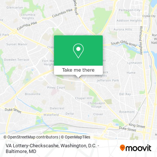 VA Lottery-Checkscashe map