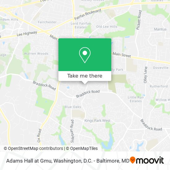 Adams Hall at Gmu map