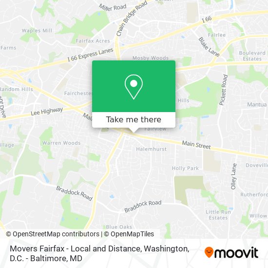 Movers Fairfax - Local and Distance map
