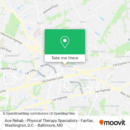 Mapa de Ace Rehab - Physical Therapy Specialists - Fairfax