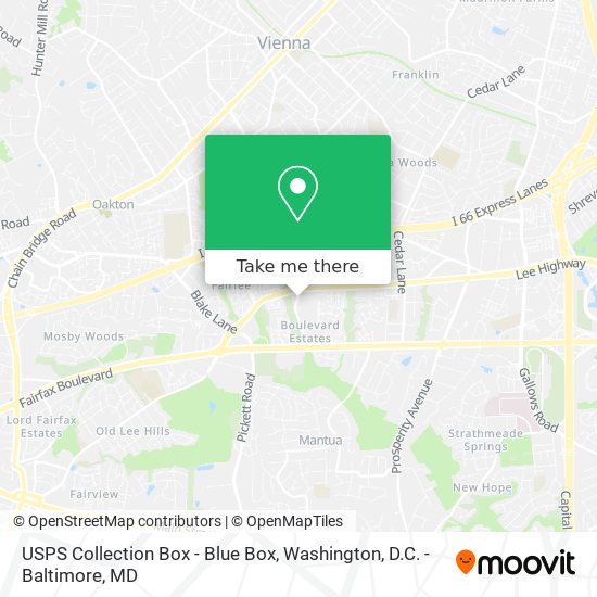 Mapa de USPS Collection Box - Blue Box