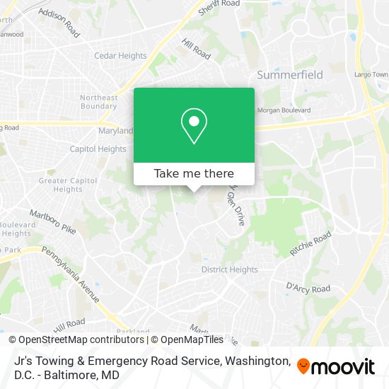 Jr's Towing & Emergency Road Service map