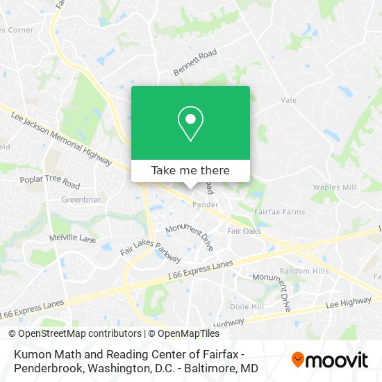 Kumon Math and Reading Center of Fairfax - Penderbrook map