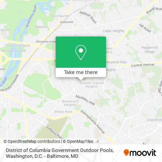 District of Columbia Government Outdoor Pools map