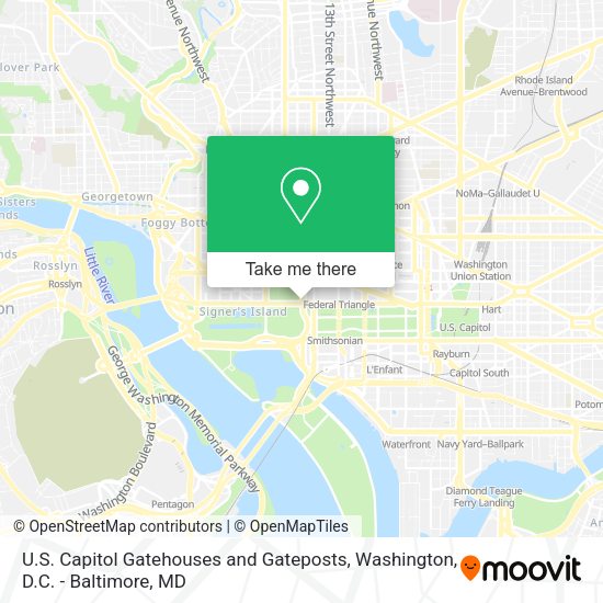 U.S. Capitol Gatehouses and Gateposts map