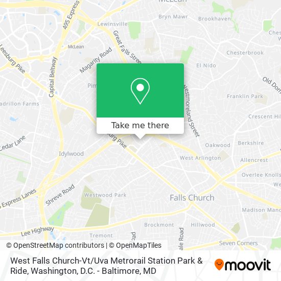 West Falls Church-Vt / Uva Metrorail Station Park & Ride map