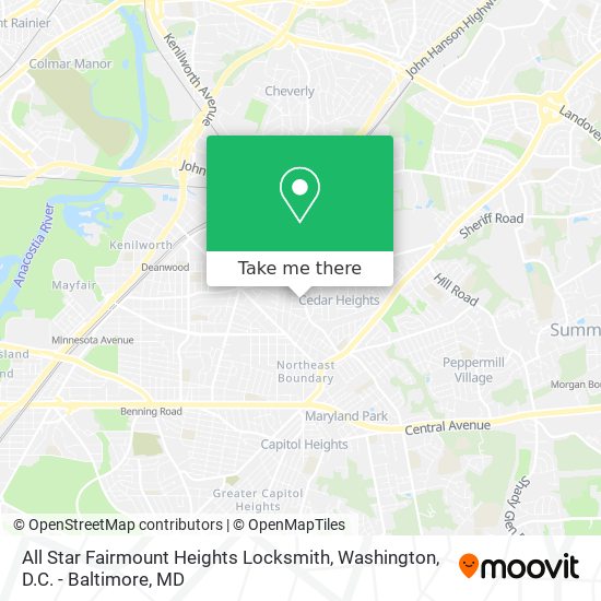 Mapa de All Star Fairmount Heights Locksmith