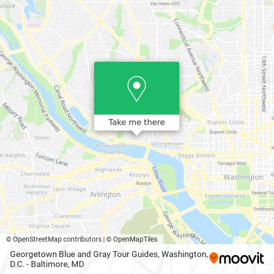 Mapa de Georgetown Blue and Gray Tour Guides