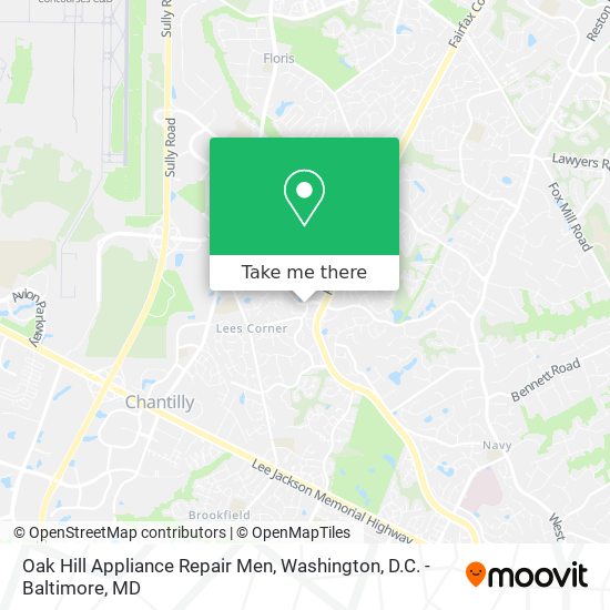 Oak Hill Appliance Repair Men map