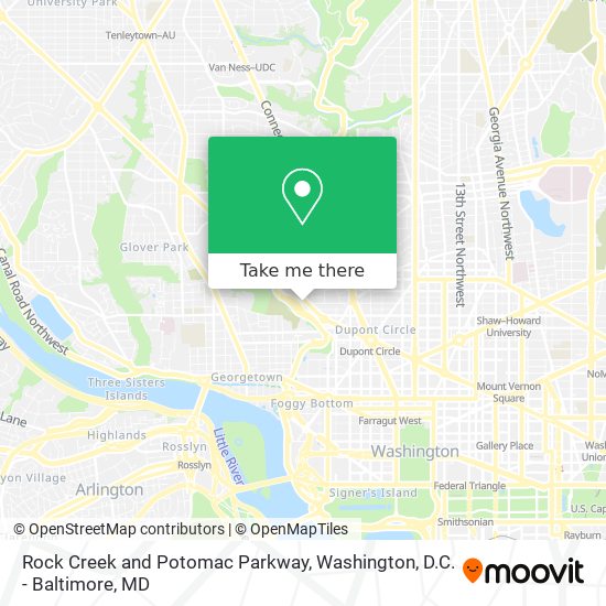 Rock Creek and Potomac Parkway map