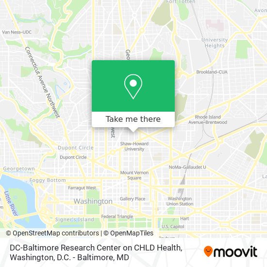 Mapa de DC-Baltimore Research Center on CHLD Health