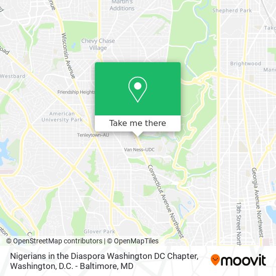 Nigerians in the Diaspora Washington DC Chapter map