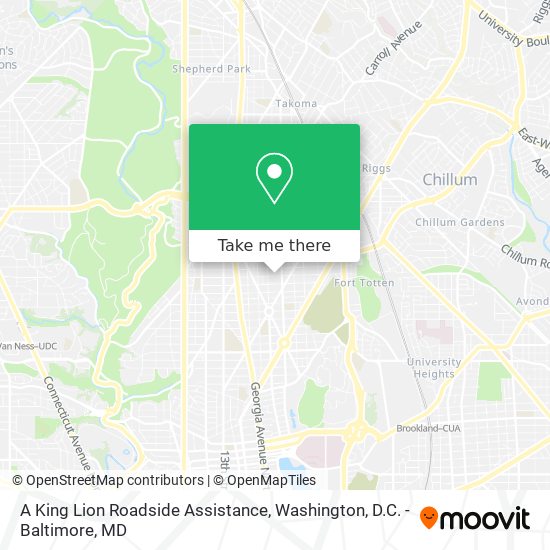 A King Lion Roadside Assistance map