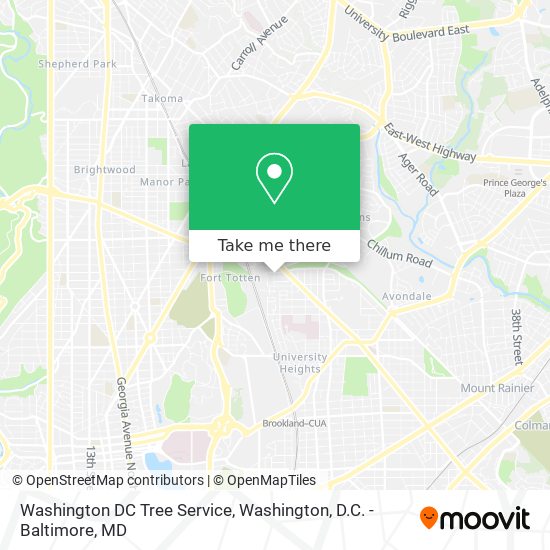 Mapa de Washington DC Tree Service