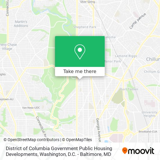 District of Columbia Government Public Housing Developments map