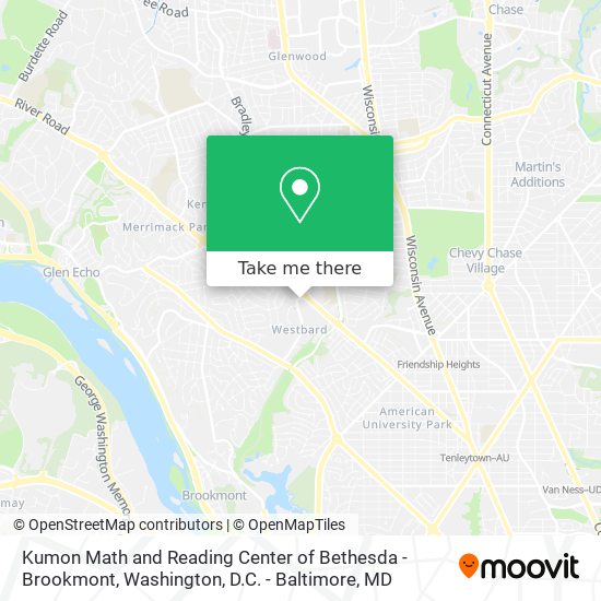 Kumon Math and Reading Center of Bethesda - Brookmont map