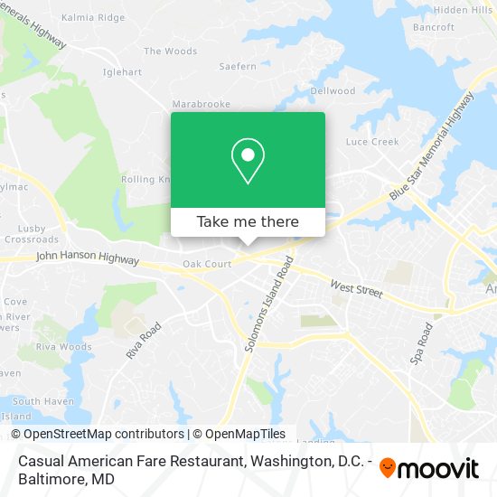 Mapa de Casual American Fare Restaurant