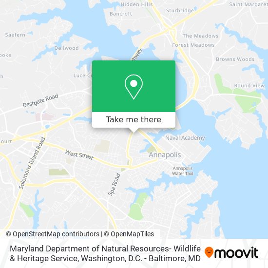 Mapa de Maryland Department of Natural Resources- Wildlife & Heritage Service