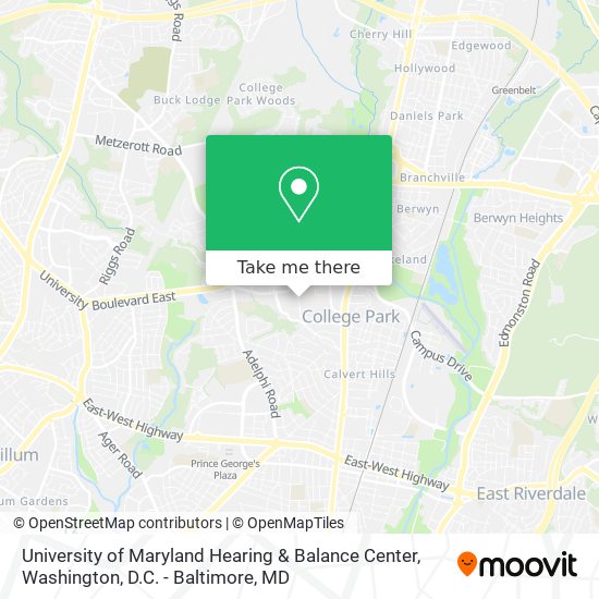 Mapa de University of Maryland Hearing & Balance Center