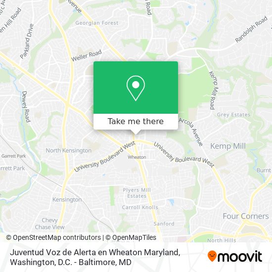 Juventud Voz de Alerta en Wheaton Maryland map