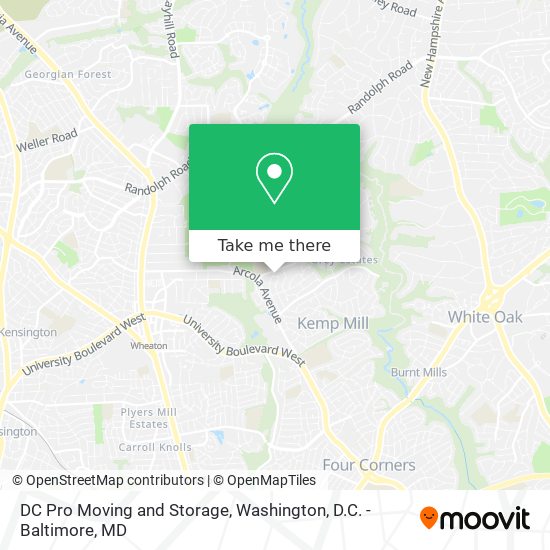 Mapa de DC Pro Moving and Storage