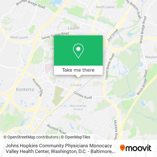 Mapa de Johns Hopkins Community Physicians Monocacy Valley Health Center