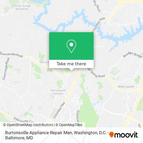 Burtonsville Appliance Repair Men map