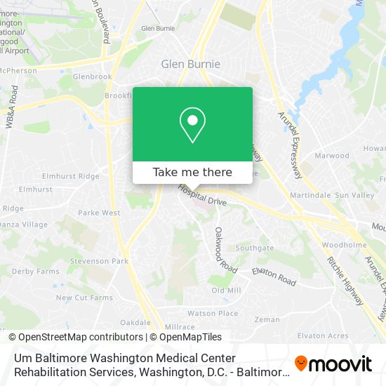 Mapa de Um Baltimore Washington Medical Center Rehabilitation Services