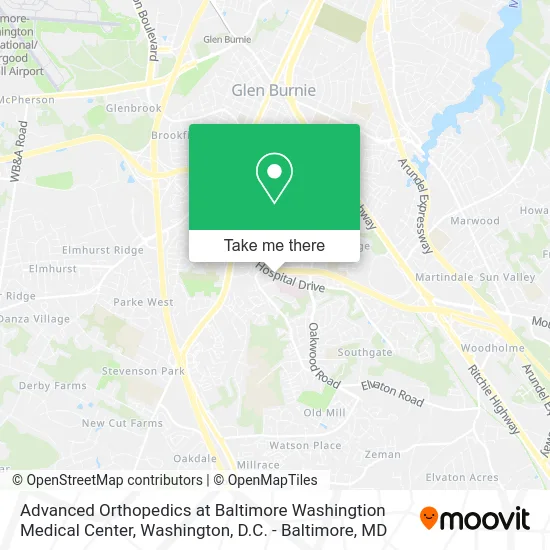 Advanced Orthopedics at Baltimore Washingtion Medical Center map